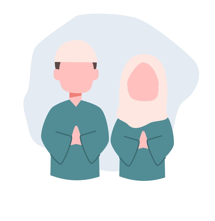 Vector pasangan muslim memberi salam