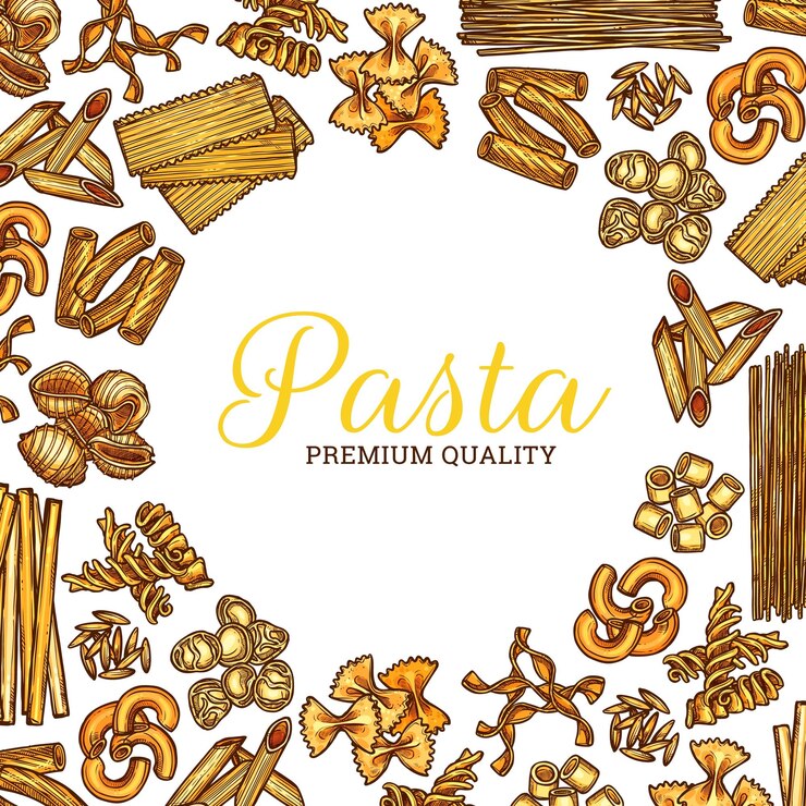 Vector pasta sketch italian cuisine food poster or menu