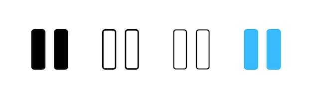 Pause button icons Different styles two sticks icons Vector icons