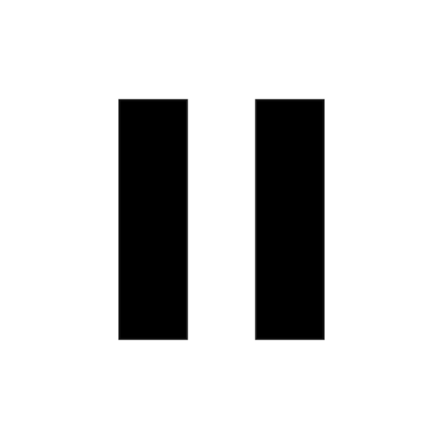Pause button vector icon black and white. video music pause symbol.