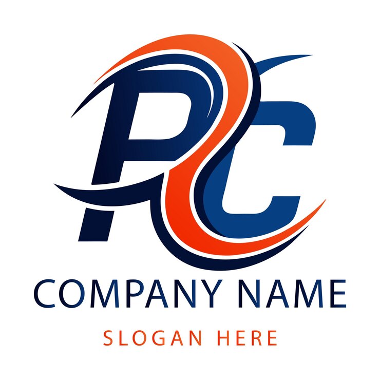 Pc monogram logo design template