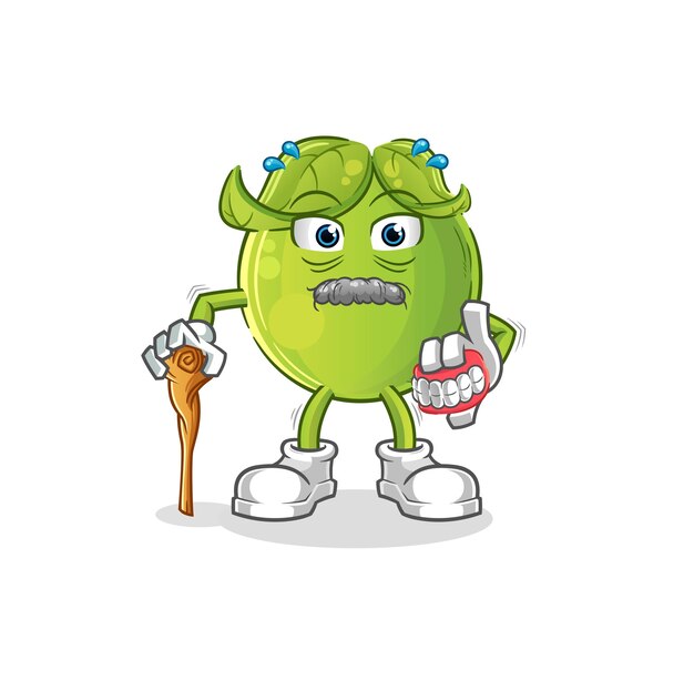 Pea white haired old man. character vector