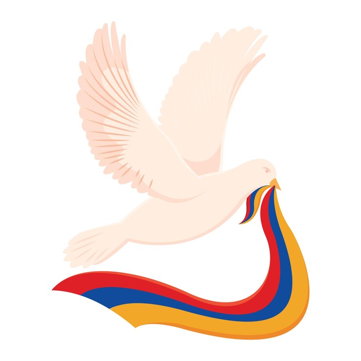 Vector peace dove character with flag vector