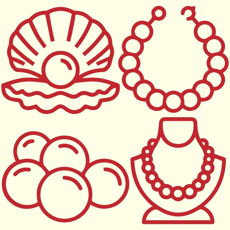 Pearls shell neckless logo or icon set vector