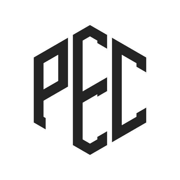 PEC Logo Design Initial Letter PEC Monogram Logo using Hexagon shape