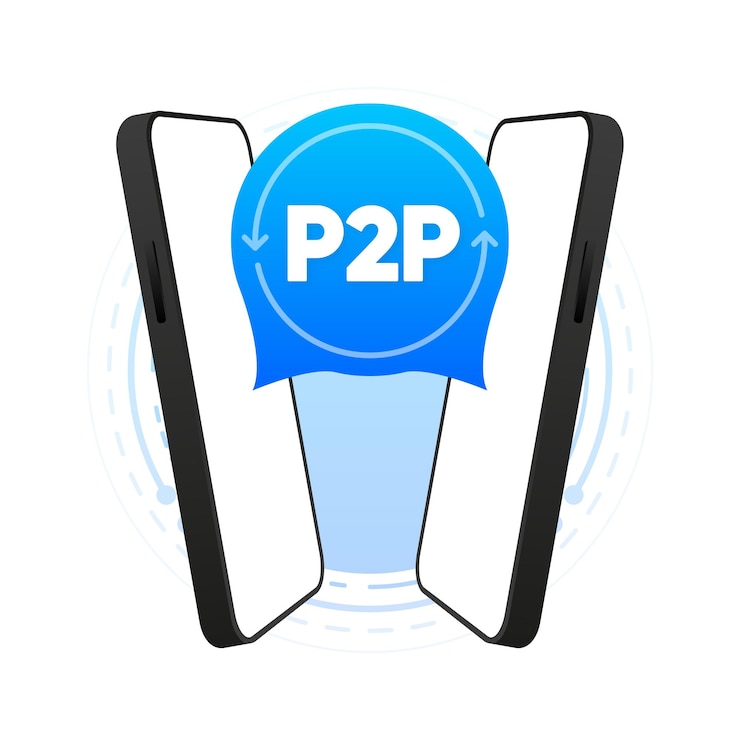 Vector peer to peer trading p2p lending cryptocurrency virtual transaction modern style vector illustration