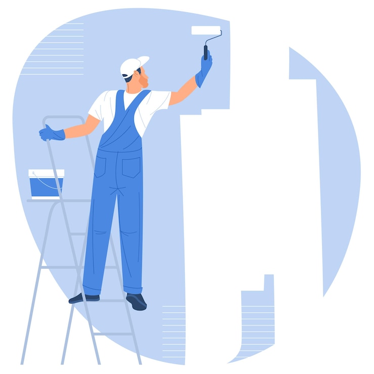 Vector pelukis di tangga