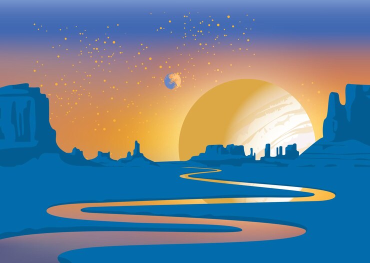 Vector pemandangan alien yang fantastis