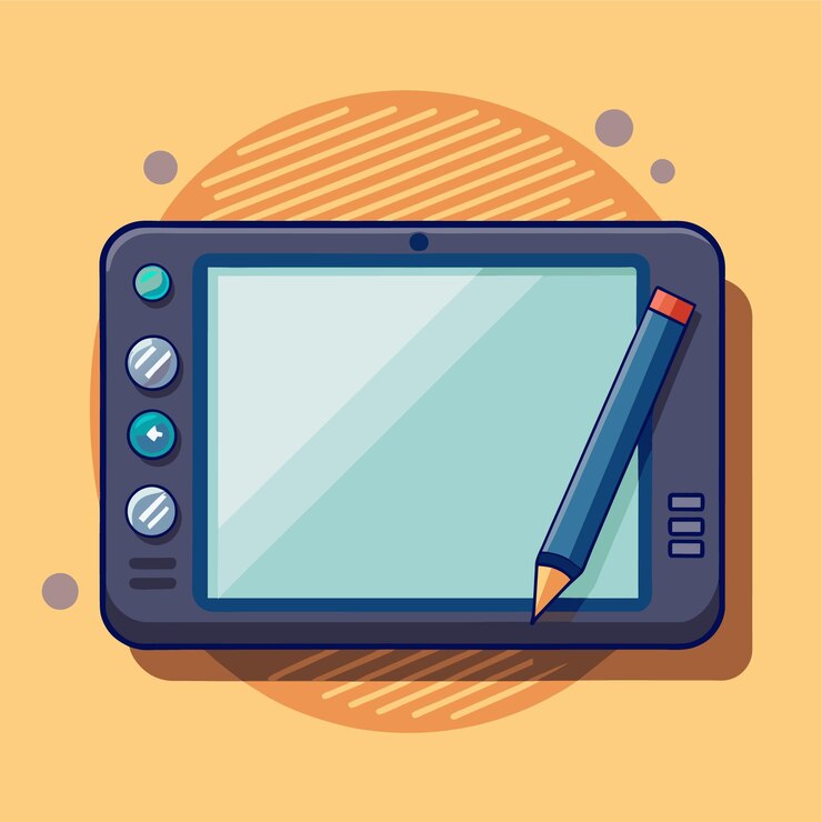 Vector pen tablet with blank screen creative canvas awaits