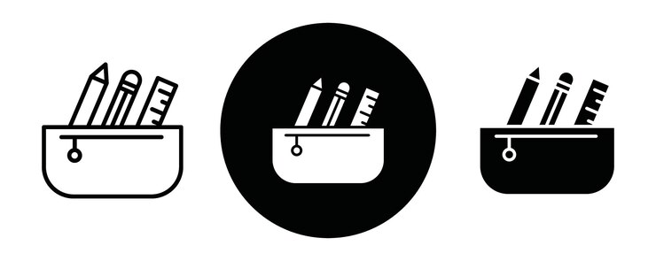 Pencil case outline icon collection or set Pencil case Thin vector line art