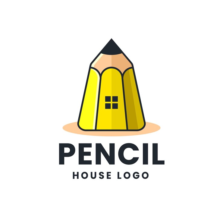 Pencil House Logo Illustration Icon Template