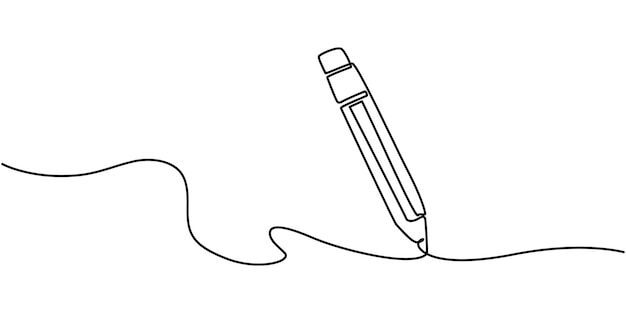 pencil sketch line drawing style on white backgroundvector design continuous line drawing of pen