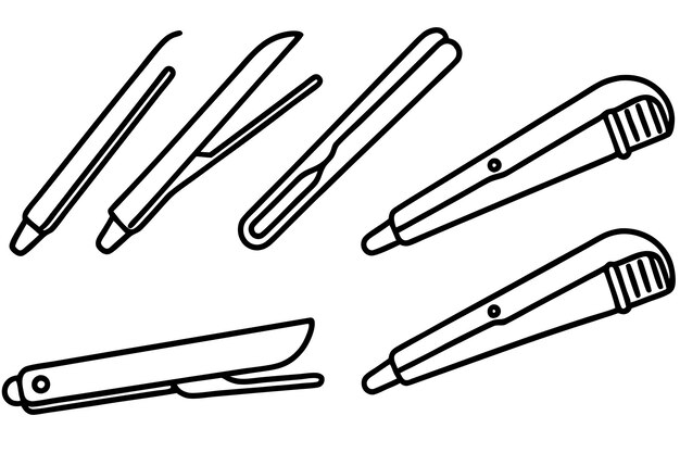 pencils are drawn on a white background with a pencil in the middle