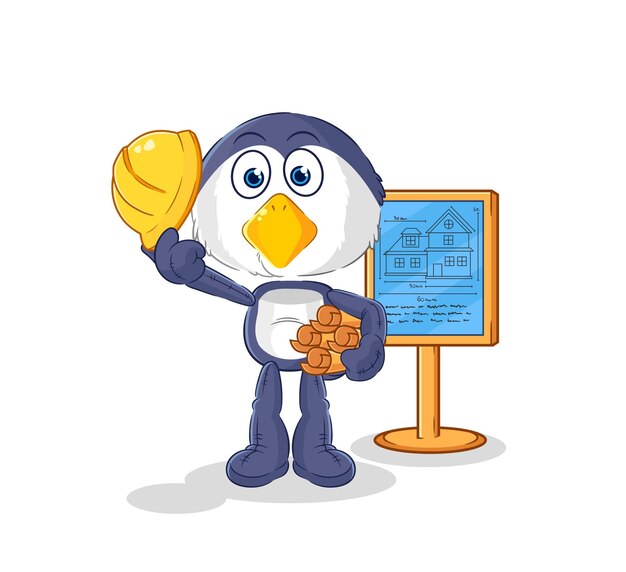 Penguin Architect illustration character vector