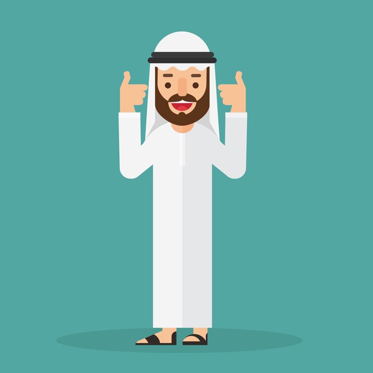 Vector pengusaha arab menunjukkan isyarat persetujuan