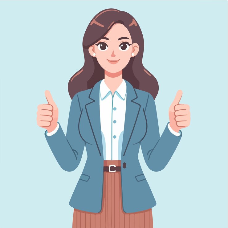 Vector pengusaha wanita vektor mengekspresikan jempol ke atas