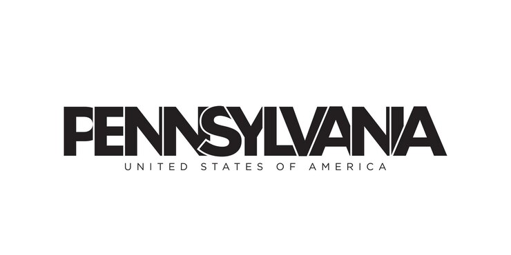 Vector pennsylvania usa typography slogan design america logo with graphic city lettering for print and web