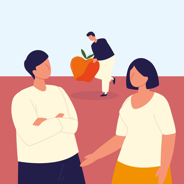 Vector people apple fruit