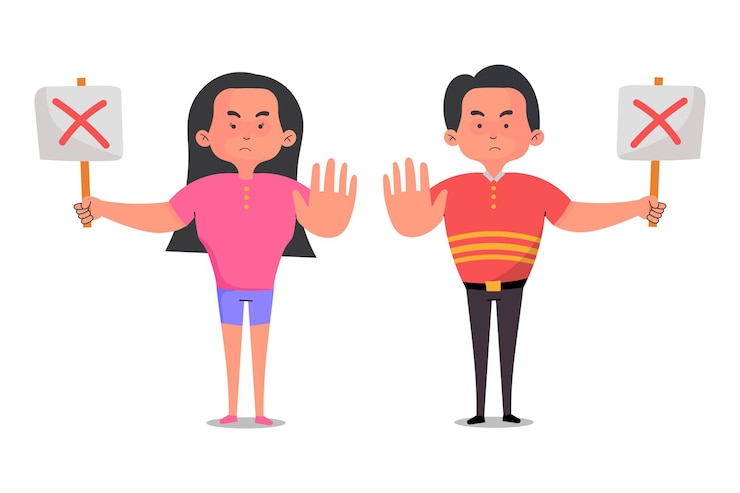 Vector people holding wrong sign