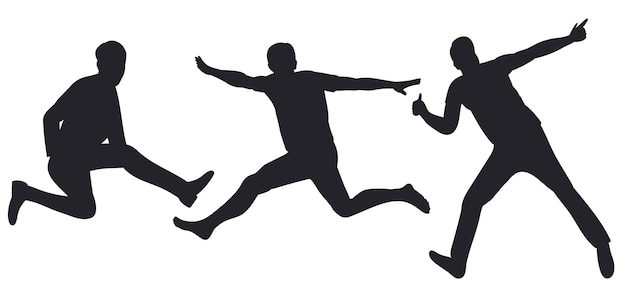 People jumping silhouette on white background isolated vector