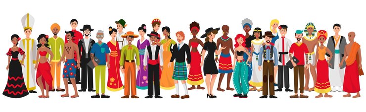 Vector people of different nationalities on a white background - vector