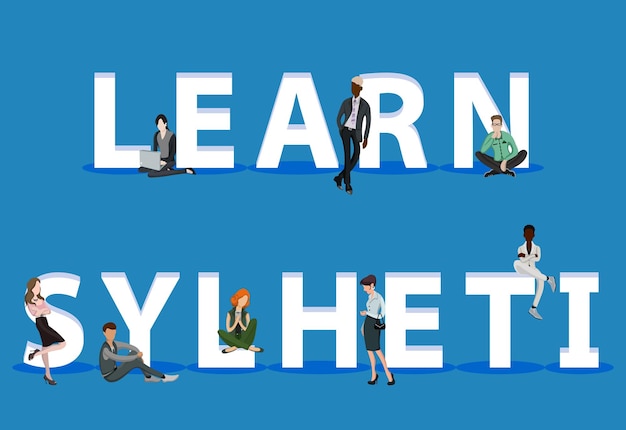 people on learn sylheti for web mobile app presentations