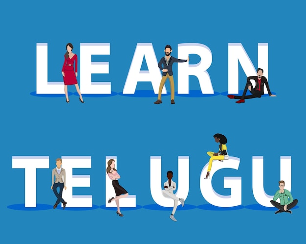 people on learn telugu for web mobile app presentations