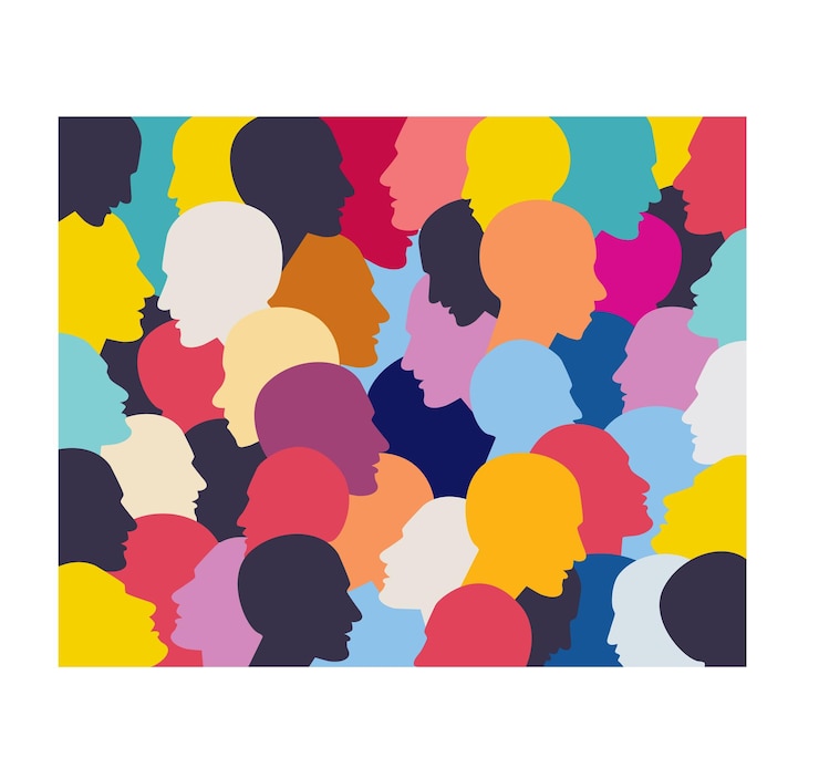 Vector people profile heads. vector background pattern.