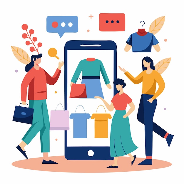 people purchasing clothes in online store online art