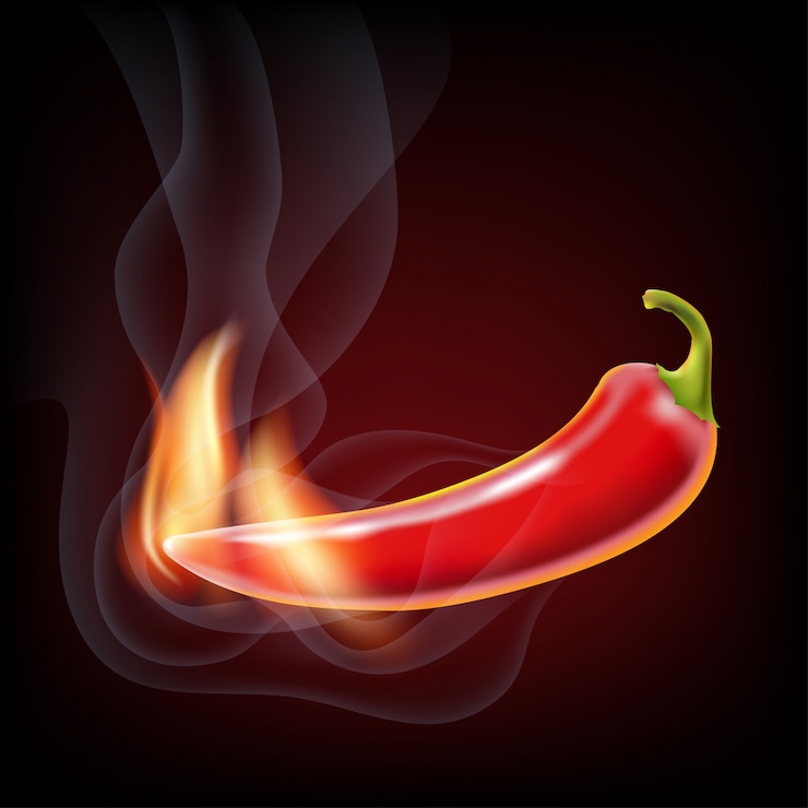 Vector pepper smoke and fire