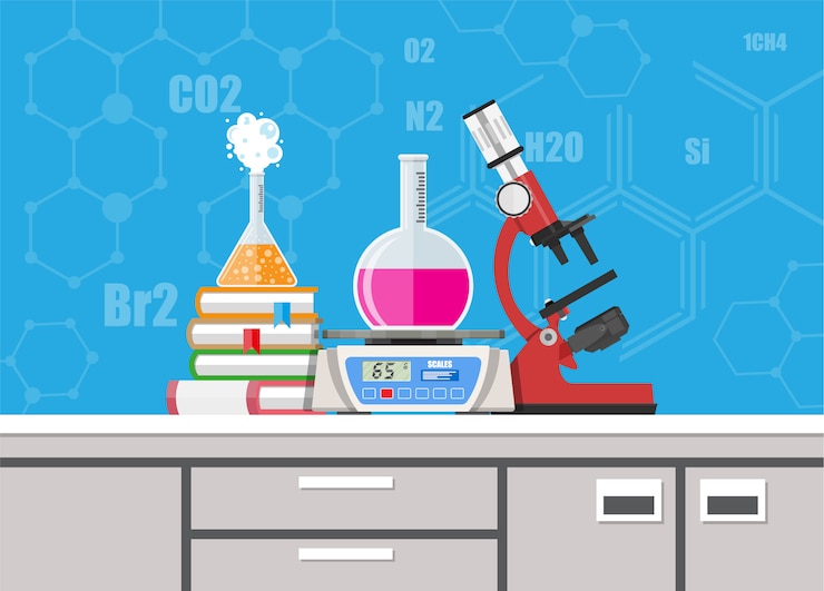 Vector peralatan pendidikan sains biologi