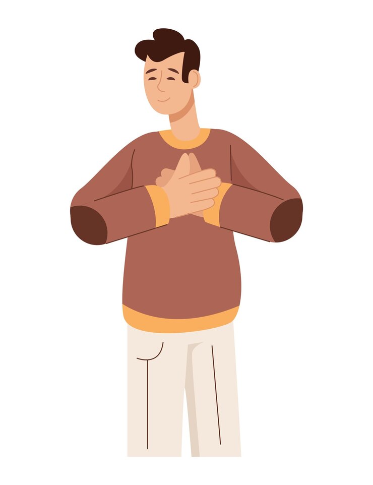 Person character showing positive gesture like thumb up and ok symbol vector illustration
