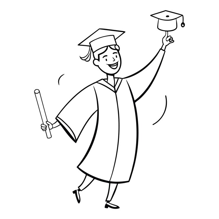 Person graduating Continuous line art drawing
