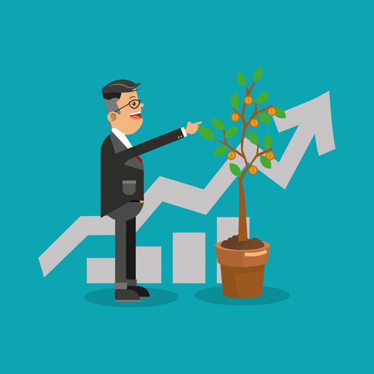 Vector person in suit with business related icons image 