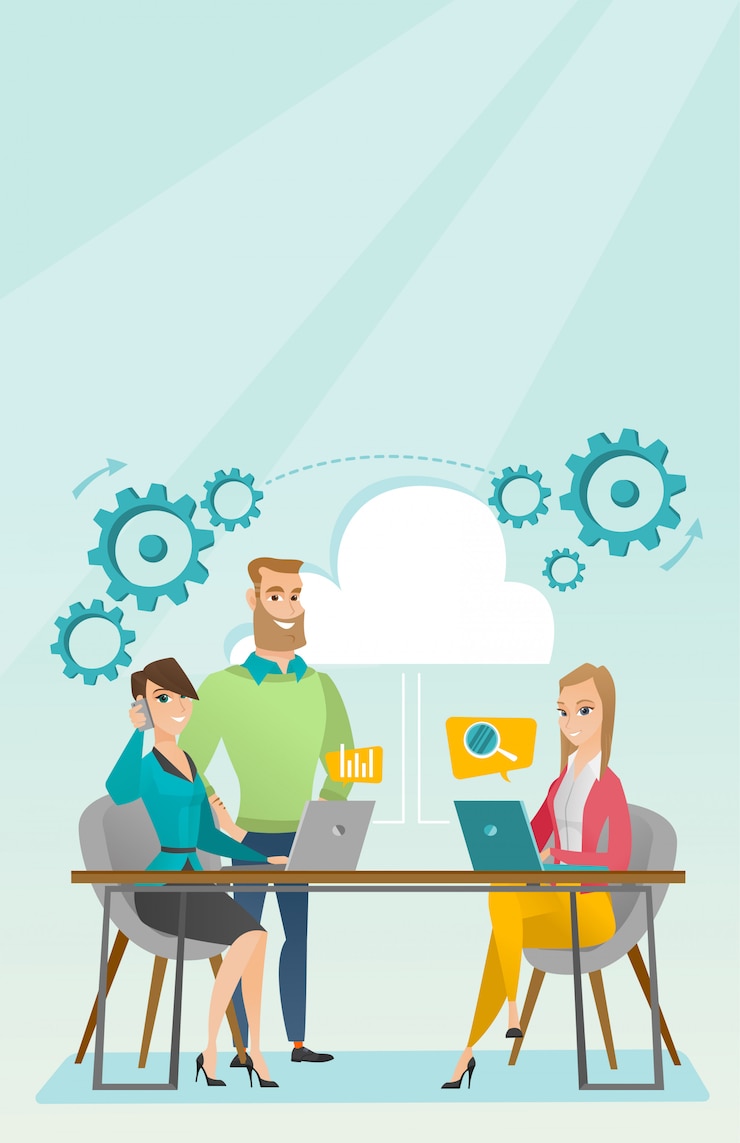 Vector pertemuan bisnis di kantor.