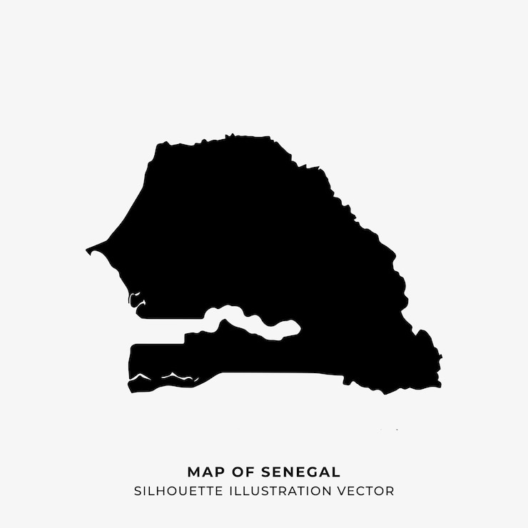 Vector peta ilustrasi siluet senegal vektor