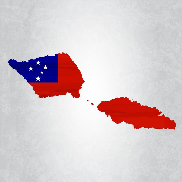 Vector peta samoa dengan bendera
