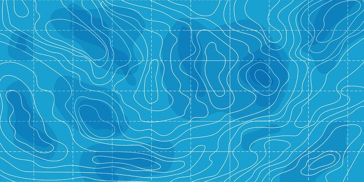Vector peta topografi garis kontur wilayah tekstur lanskap abstrak dengan grigs peta kartografi