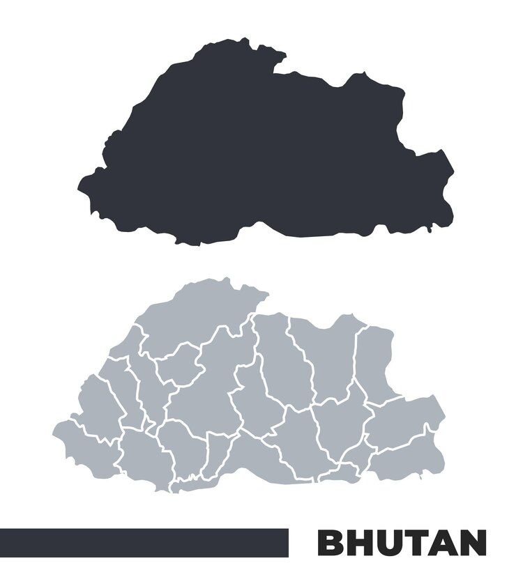 Vector peta vektor bhutan datar dan garis luar perbatasan