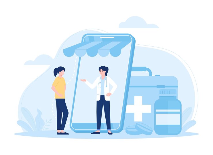 Pharmacy selling drugs in bottle and box for disease treatment trending concept flat illustration
