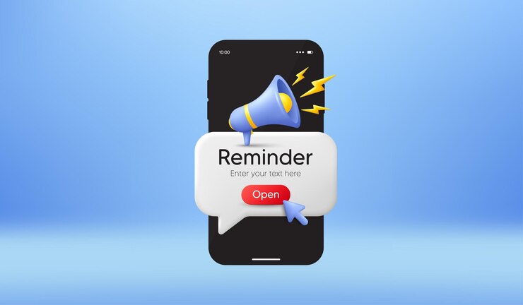 Vector phone offer message on screen new notice on smartphone megaphone alert notification
