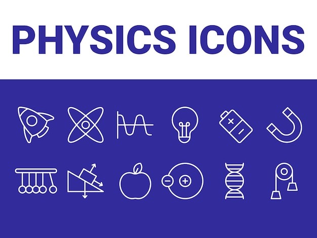 Physics icons set Physics icons symbol vector physics education vector