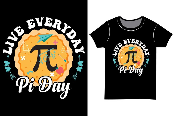 Vector pi day vintage typography t shirt design math pie symbol shirt