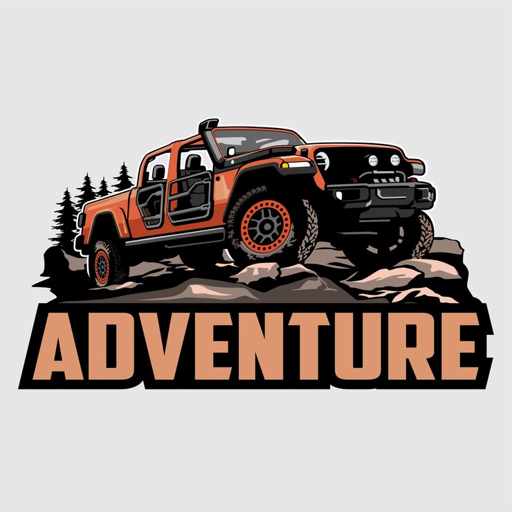 Vector pick up truck illustration logo design vector