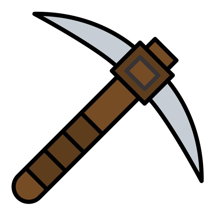 Vector pickaxe flat illustration