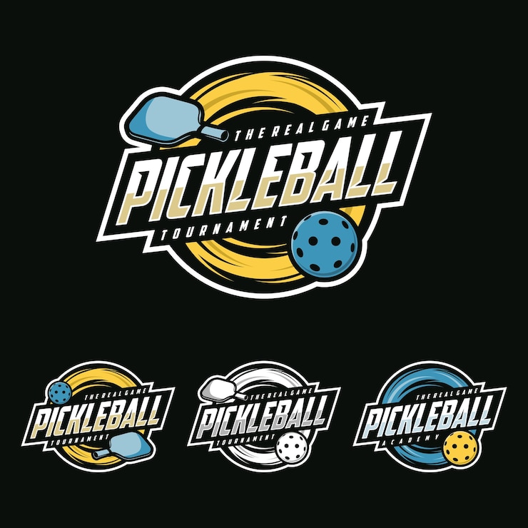 Pickleball logo badge emblem Emblem set collection vector illustration for a pickleball club