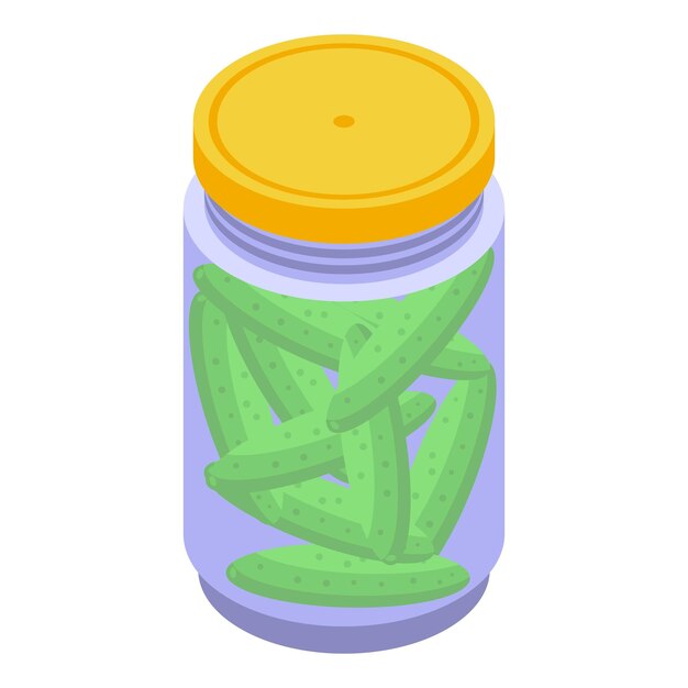 Pickled green cucumber icon Isometric of Pickled green cucumber vector icon for web design isolated on white background