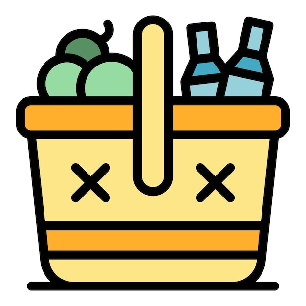 picnic basket icon outline picnic basket vector icon for web design isolated on white background color flat
