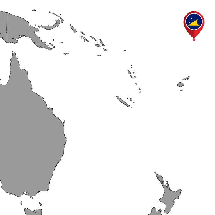 Vector pin map with tokelau flag on world map vector illustration
