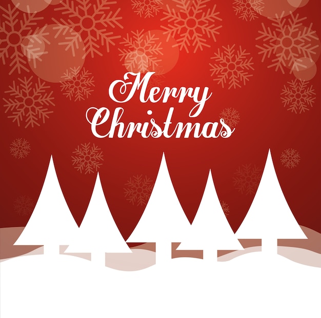 pine tree snowflake winter nature merry christmas icon